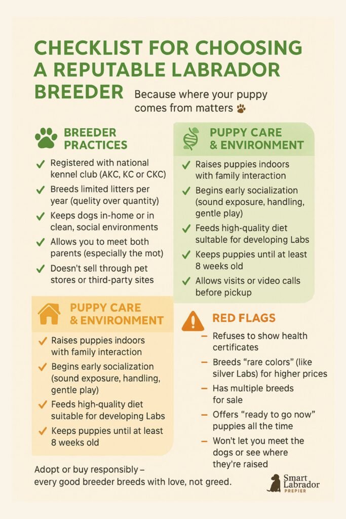 A checklist for choosing a reputable Labrador breeder